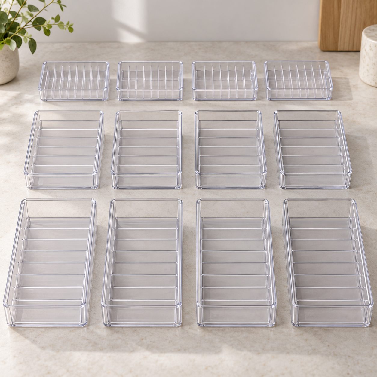 Organizaplus Kit 12 Colmeias Organizadoras de Gaveta (4 P, 4 M e 4 G)